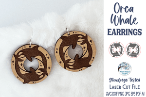 Orca Killer Whale Earring SVG for Glowforge Laser Cutter Wispy Willow Designs Company