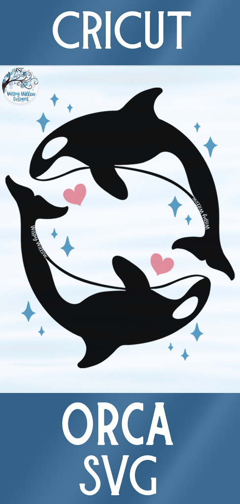 Orca Killer Whales Circle SVG Wispy Willow Designs Company