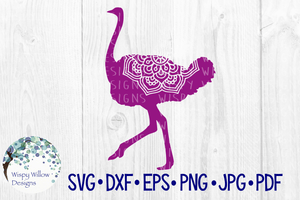 Ostrich Mandala SVG Wispy Willow Designs Company