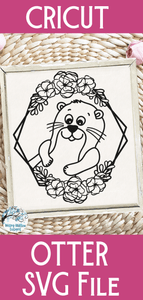 Otter with Flowers SVG Wispy Willow Designs Company