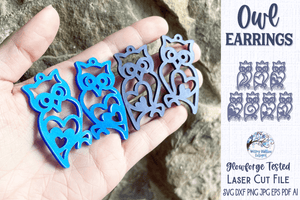 Owl Earrings for Laser SVG Wispy Willow Designs Company