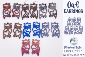 Owl Earrings for Laser SVG Wispy Willow Designs Company