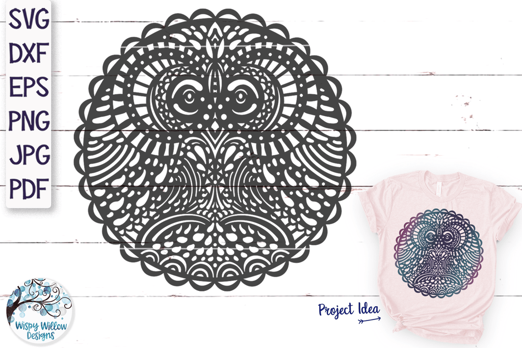 Owl Mandala SVG Wispy Willow Designs Company
