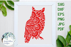 Owl Mandala Zentangle SVG Wispy Willow Designs Company