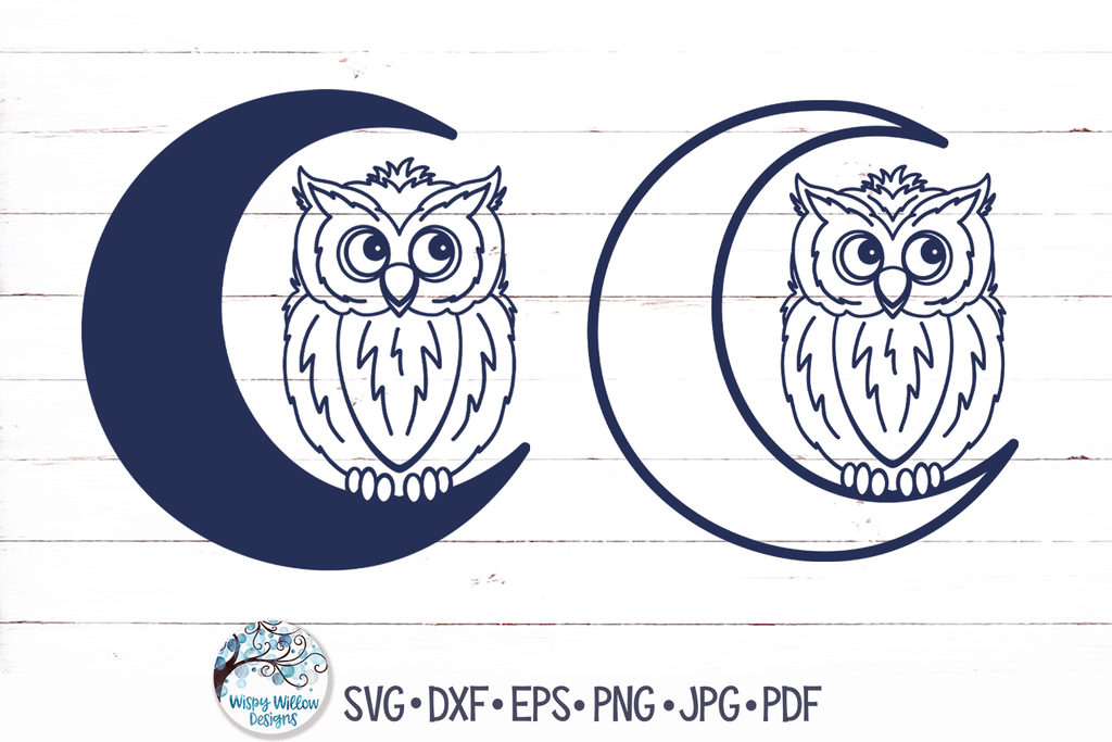 Owl on Moon SVG Wispy Willow Designs Company