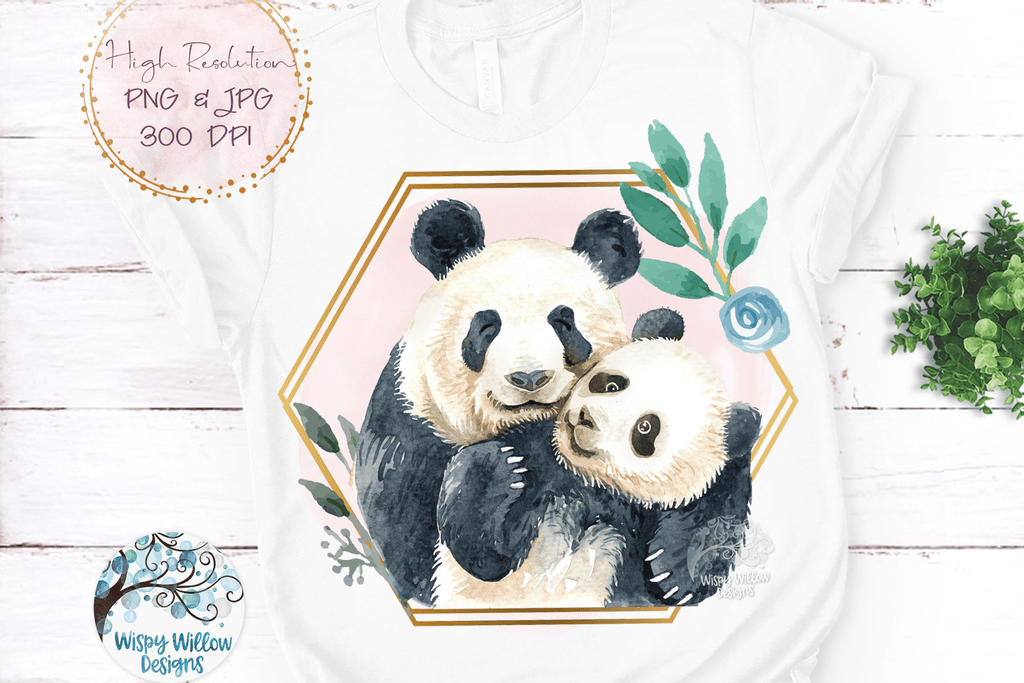 Panda Mom and Baby Sublimation Png Wispy Willow Designs Company