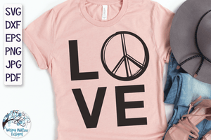 Peace and Love SVG Wispy Willow Designs Company