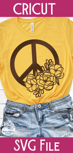Peace Sign with Flowers SVG Wispy Willow Designs Company