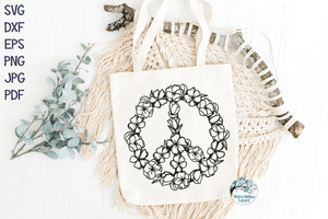 Peace Sign with Flowers SVG Wispy Willow Designs Company