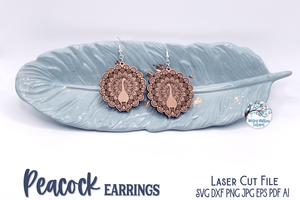 Peacock Earrings for Laser SVG Wispy Willow Designs Company