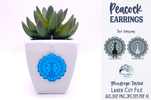 Peacock Earrings for Laser SVG Wispy Willow Designs Company