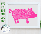 Pig Mandala SVG Wispy Willow Designs Company