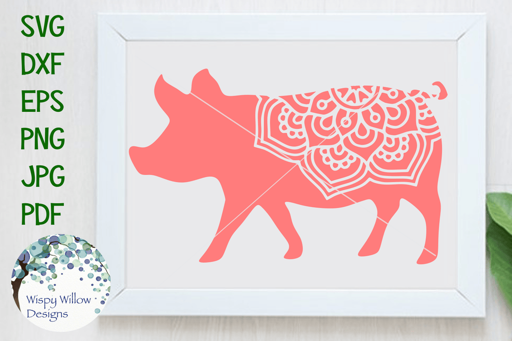 Pig Mandala SVG Wispy Willow Designs Company