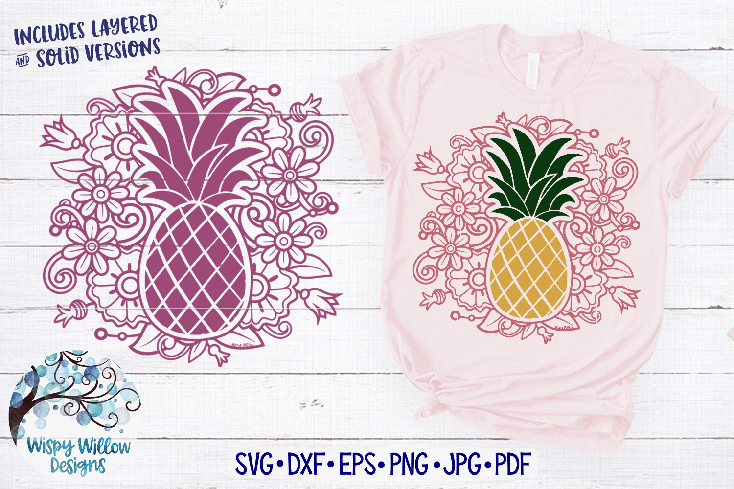 Pineapple Mandala SVG Wispy Willow Designs Company