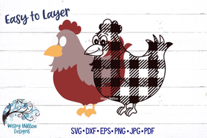 Plaid Chicken SVG Wispy Willow Designs Company