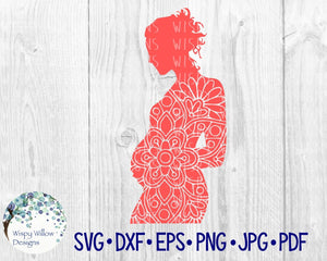 Pregnant Woman Mandala SVG Wispy Willow Designs Company