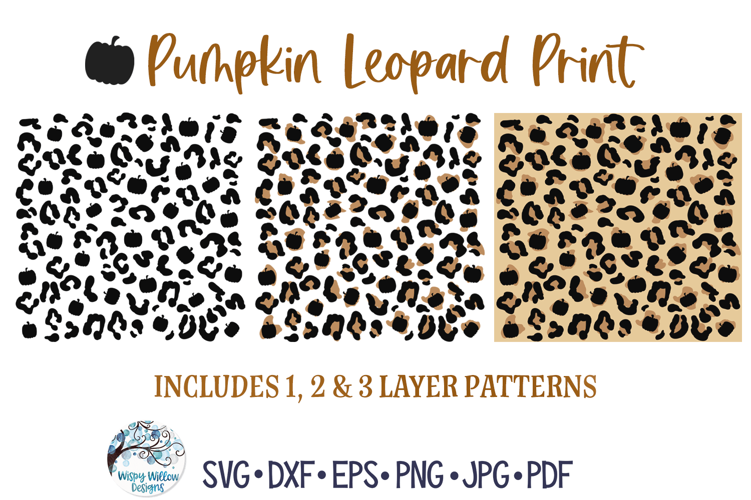 Pumpkin Leopard Print SVG | Fall Animal Pattern Wispy Willow Designs Company