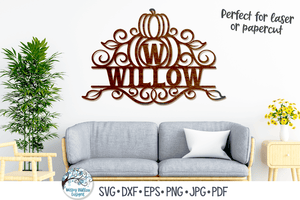 Pumpkin Monogram SVG | Fall Monogram for Laser Cutters Wispy Willow Designs Company