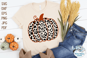 Pumpkin with Leopard Print SVG Wispy Willow Designs Company