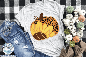 Pumpkin with Sunflower and Leopard Print SVG Wispy Willow Designs Company