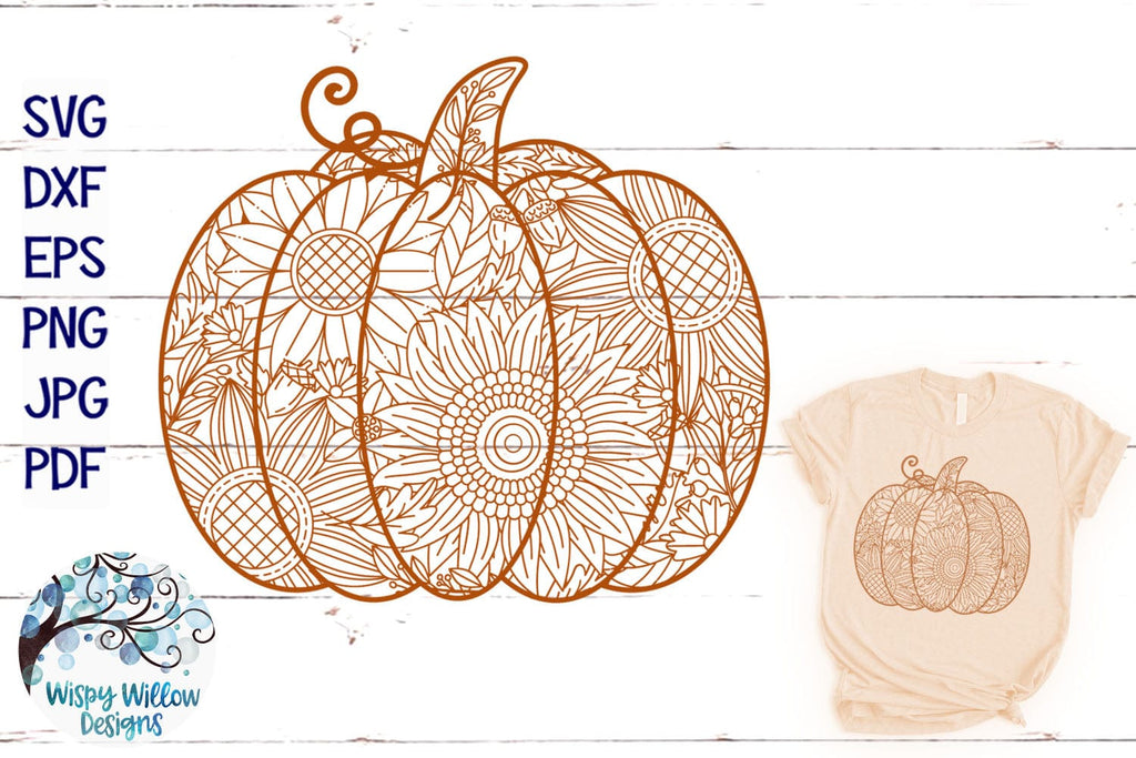 Pumpkin Zentangle SVG Wispy Willow Designs Company