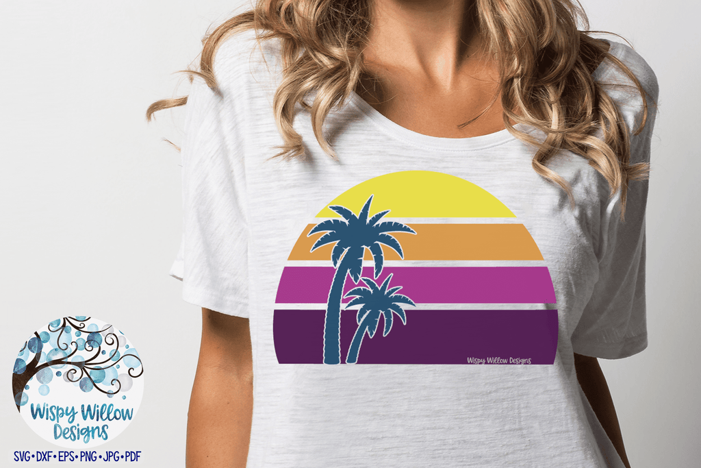 Purple Summer Sunset with Palm Tree SVG – Wispy Willow Designs