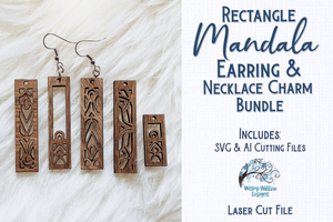 Rectangle Mandala Earring Bundle for Glowforge or Laser Cutter Wispy Willow Designs Company