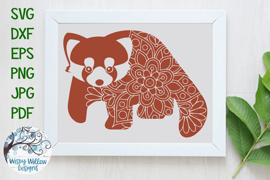Red Panda Mandala SVG Wispy Willow Designs Company