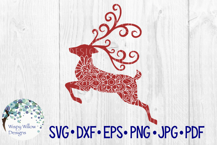 Reindeer Mandala SVG Wispy Willow Designs Company