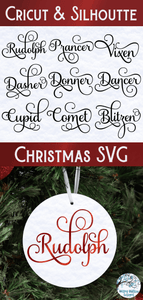 Reindeer Names Bundle | Christmas Ornament SVGs Wispy Willow Designs Company