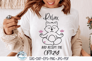 Relax And Accept The Crazy SVG | Funny Yoga Fox SVG Wispy Willow Designs Company