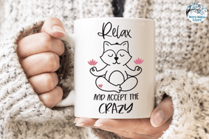 Relax And Accept The Crazy SVG | Funny Yoga Fox SVG Wispy Willow Designs Company