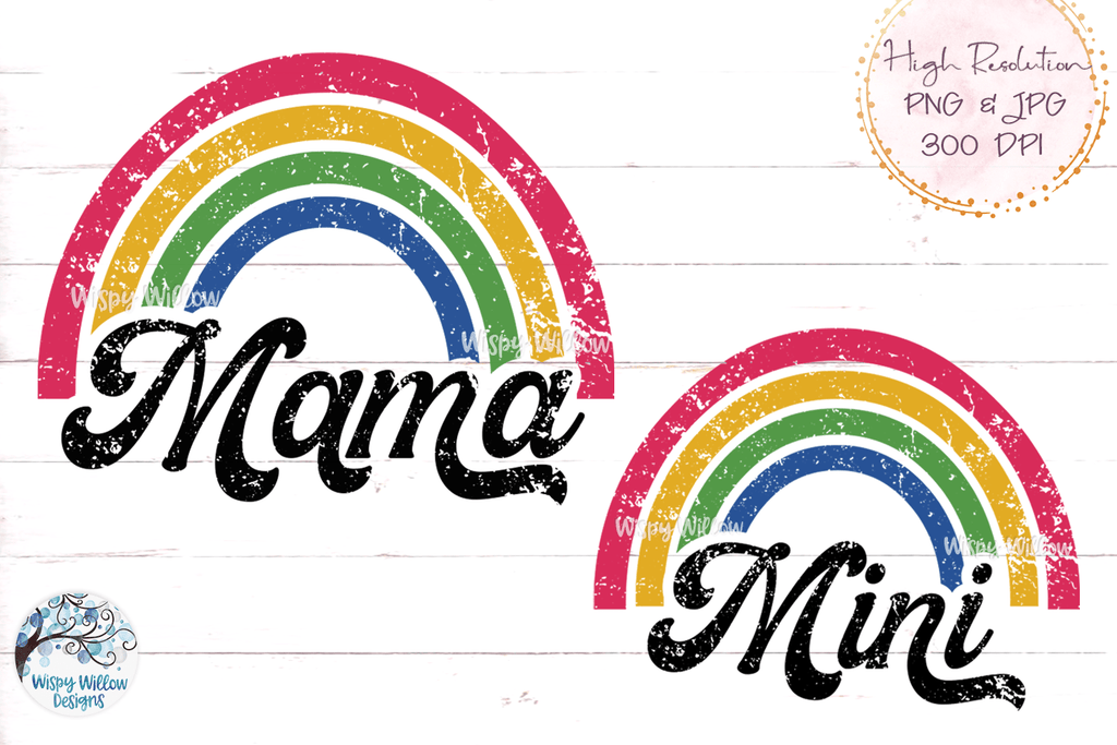 Retro Mama and Mini PNG Sublimation Wispy Willow Designs Company