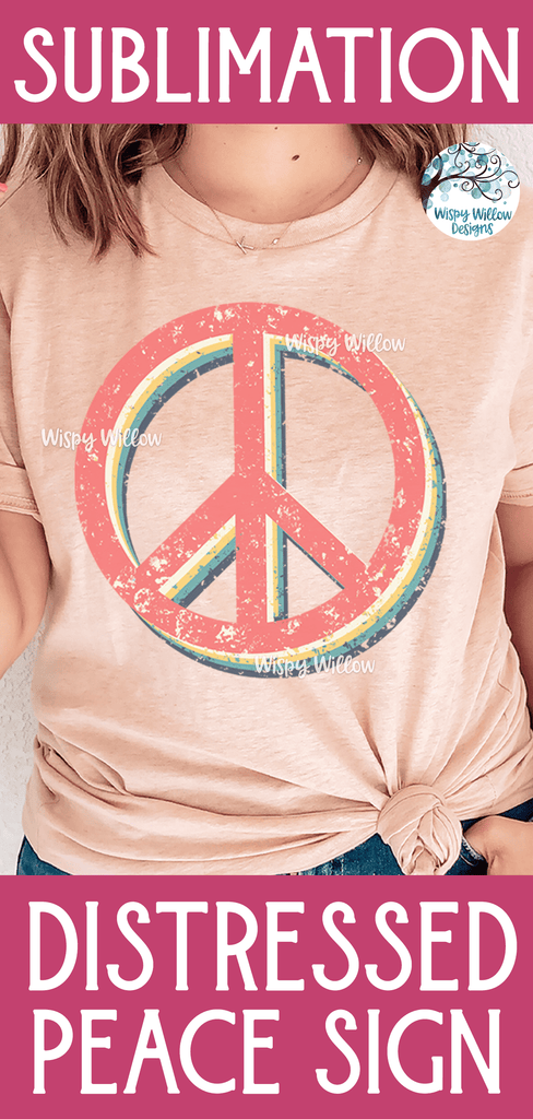 Retro Peace Sign Sublimation PNG Wispy Willow Designs Company