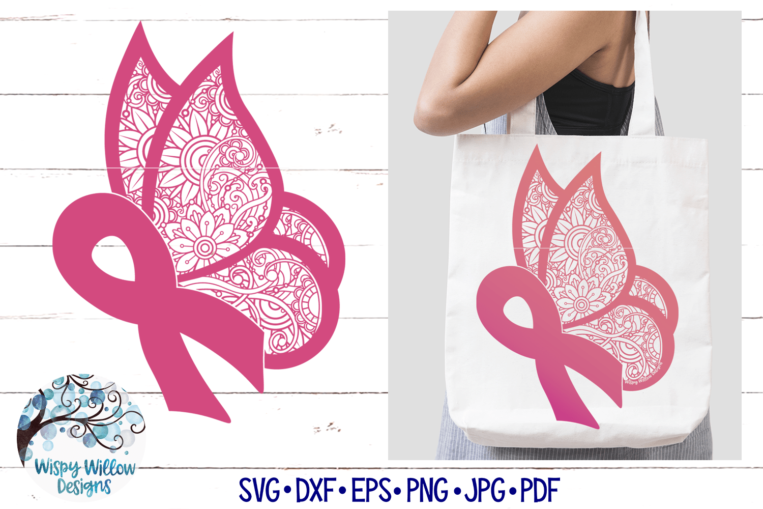 Ribbon Butterfly Mandala Zentangle SVG Wispy Willow Designs Company