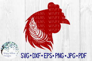 Rooster with Feather SVG Wispy Willow Designs Company