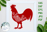 Rooster with Flowers SVG Wispy Willow Designs Company
