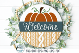 Round Welcome Sign SVG | Sweater Print with Fall Pumpkin Wispy Willow Designs Company