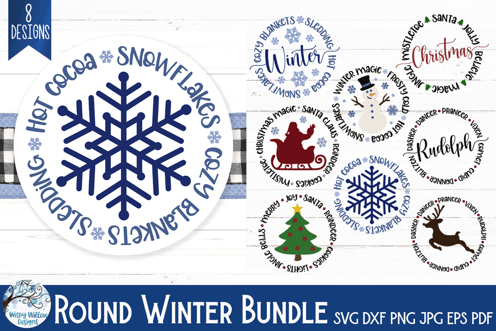 Round Winter SVG Bundle Wispy Willow Designs Company