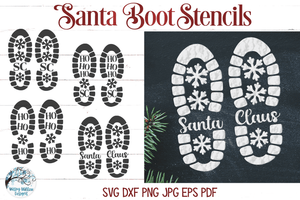 Santa Boot Print Stencil SVG Bundle | Christmas SVG Wispy Willow Designs Company