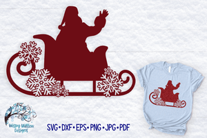 Santa Claus Snowflake Sleigh SVG Wispy Willow Designs Company