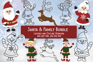 Santa & Family SVG Mega Bundle - Outline & Layered Wispy Willow Designs Company