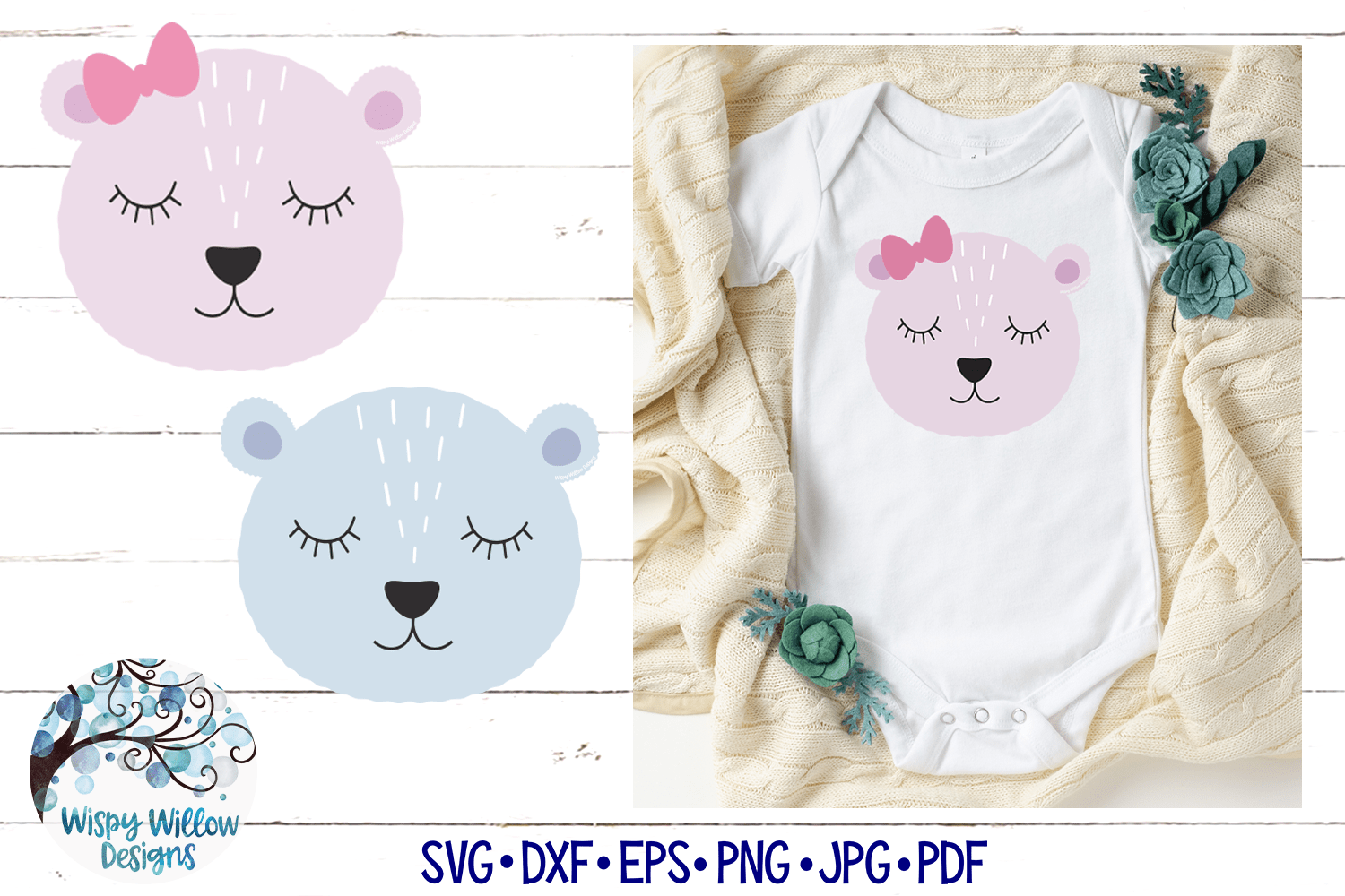 Scandinavian Bear Faces SVGs Wispy Willow Designs Company