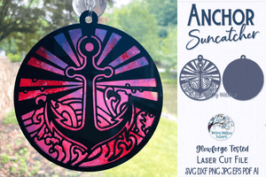 Sea Anchor Suncatcher for Laser or Glowforge Wispy Willow Designs Company