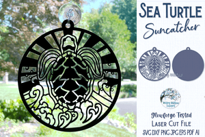 Sea Turtle Suncatcher for Laser or Glowforge Wispy Willow Designs Company