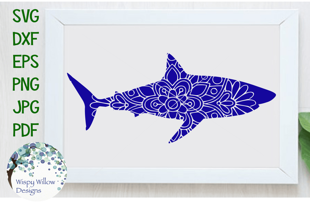 Shark Mandala SVG Wispy Willow Designs Company