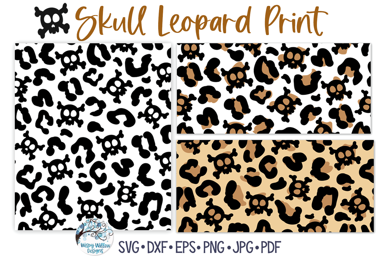 Skull Leopard Print SVG | Halloween Animal Pattern Wispy Willow Designs Company