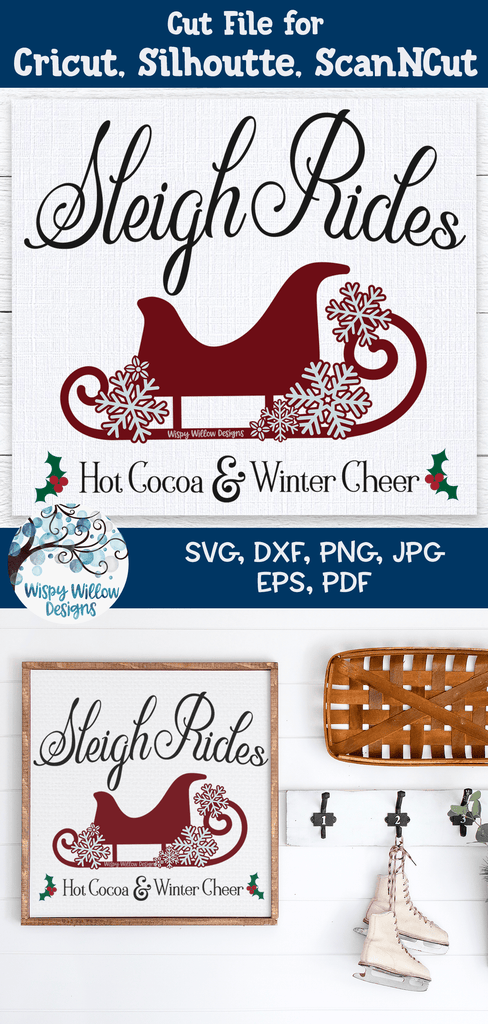 Sleigh Rides Sign SVG Wispy Willow Designs Company