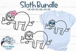 Sloth SVG Bundle | Boy and Girl Sloths Wispy Willow Designs Company