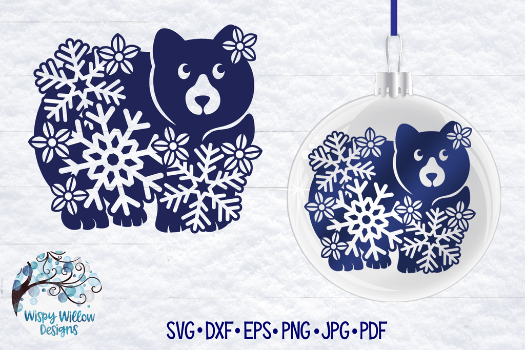 Snowflake Bear SVG Wispy Willow Designs Company